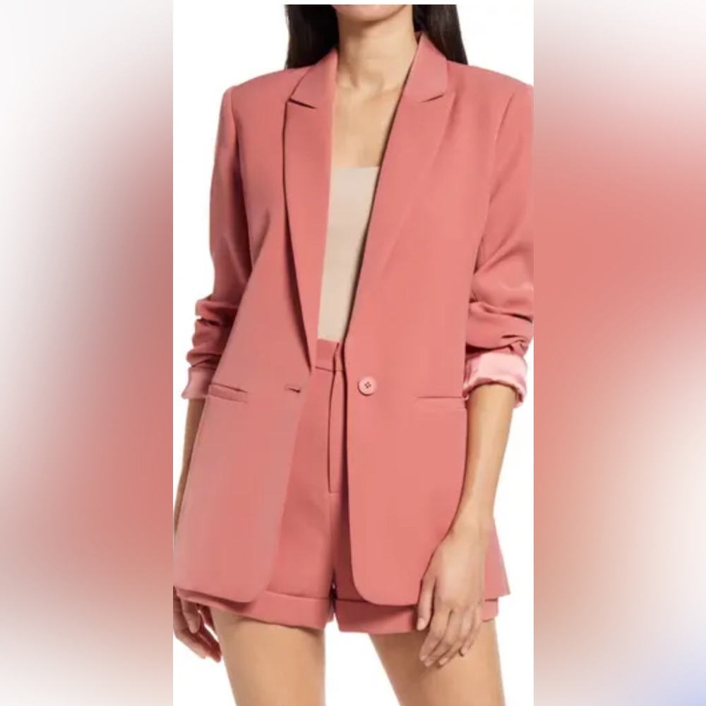 Ted Baker Dusty Rose-Pink Single-Button Blazer jacket and shorts suit size 3